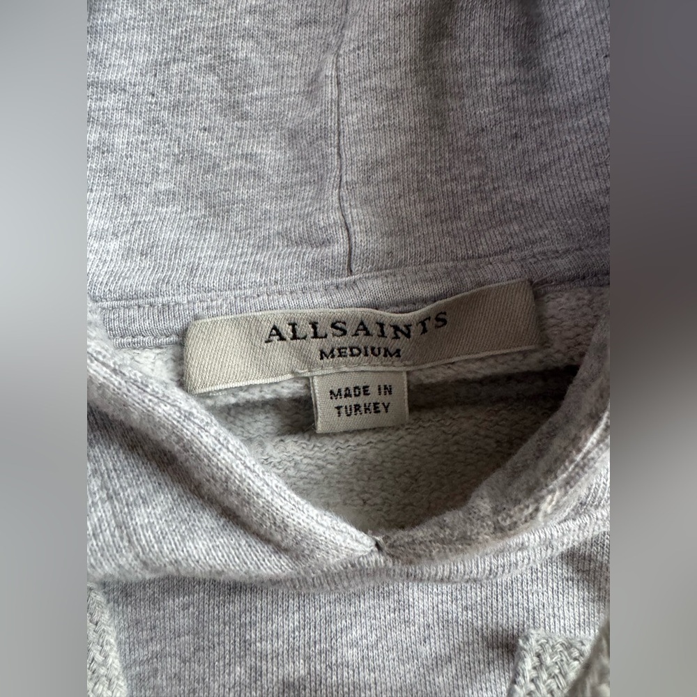 All Saints Sleeveless Crop Raw Edge Hoodie - Picture 2 of 2